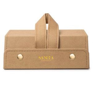 New Sancia 3 Compartment Glasses Case Holder Sunglasses Readers Tan Faux Leather